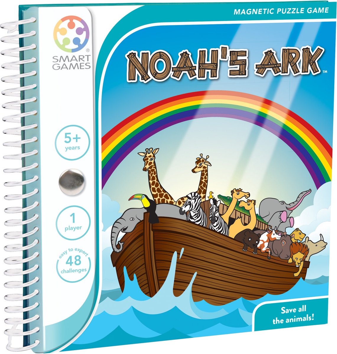 SmartGames - Noah's Ark - magnetische denkpuzzel met 48 opdrachten - wilde dieren - SmartGames