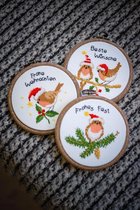 Kerstvogeltjes borduurringen borduren 3 stuks (pakket)