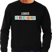 Lekker belangrijk fun tekst sweater zwart heren S