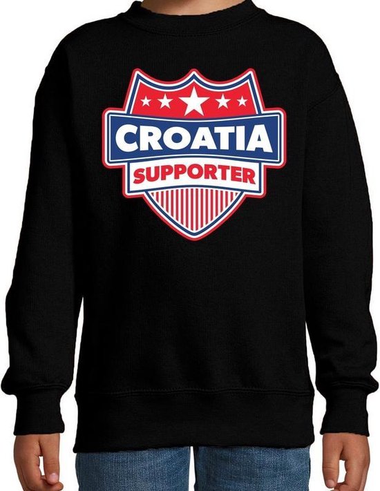 Croatia supporter schild sweater zwart voor kinderen - Kroatie landen sweater / kleding - EK / WK / Olympische spelen outfit 134/146