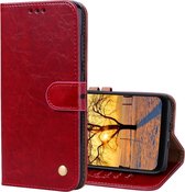 Business Style Oil Wax Texture Horizontal Flip Leather Case voor Geschikt voor Xiaomi Pocophone F1, met houder & kaartsleuven & portemonnee (rood)