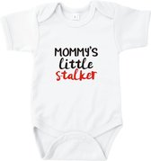 Rompertjes baby met tekst - Mommy's little stalker - Romper wit - Maat 74/80