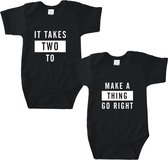 Rompertjes baby met tekst - It takes two to make a thing go right - Romper zwart - Maat 50/56