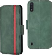 Voor Galaxy A01 vintage matte olierand horizontale flip lederen tas met beugel en kaartsleuven (groen)