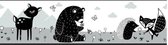 muursticker Woodland Creatures 4 6 meter vinyl zwart/wit