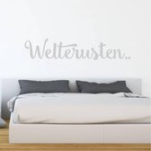 Muursticker Welterusten - Zilver - 160 x 32 cm - taal - nederlandse teksten baby en kinderkamer slaapkamer alle