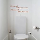 Use Me Well Toilet -  Bruin -  80 x 30 cm  -  toilet  alle  engelse teksten - Muursticker4Sale