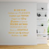 Muursticker In Dit Huis Hebben We Plezier -  Goud -  60 x 67 cm  -  woonkamer  nederlandse teksten  alle - Muursticker4Sale