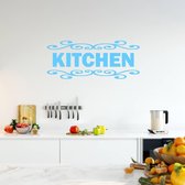 Muursticker Kitchen - Lichtblauw - 120 x 50 cm - keuken engelse teksten