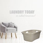 Laundry Today Or Naked Tomorrow! -  Zilver -  120 x 29 cm  -  engelse teksten  wasruimte  alle - Muursticker4Sale