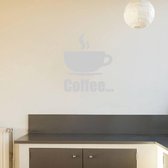Muursticker Coffee -  Zilver -  80 x 95 cm  -  keuken  engelse teksten  bedrijven  alle - Muursticker4Sale