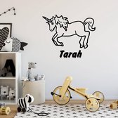 Muursticker Eenhoorn Met Naam -  Zwart -  80 x 65 cm  -  baby en kinderkamer  naam stickers  alle  dieren - Muursticker4Sale