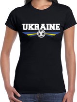 Oekraine / Ukraine landen / voetbal t-shirt zwart dames XS