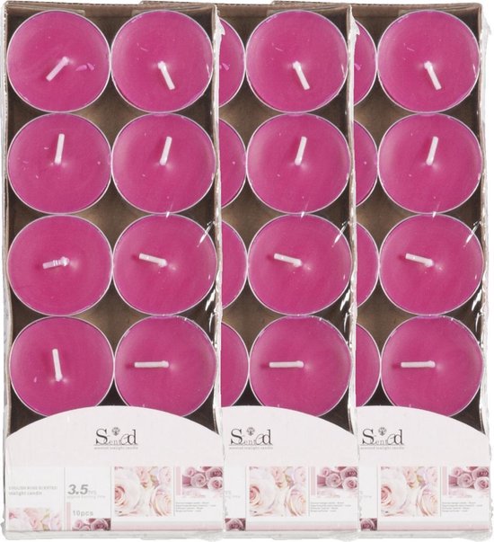 40x Geurtheelichtjes rozen/roze branduren - Geurkaarsen rozengeur bloemengeur -... | bol.com