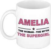 Amelia The woman, The myth the supergirl cadeau koffie mok / thee beker 300 ml