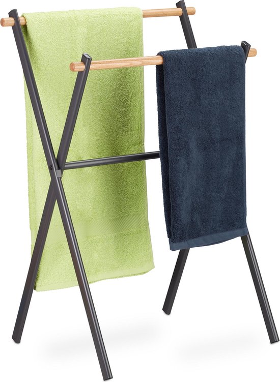 Relaxdays handdoekenrek - handdoekrek - badkamer - handdoekhouder -  standaard - staand | bol.com