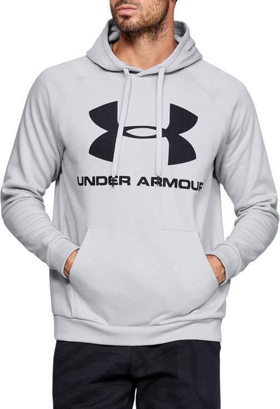 Under Armour Rival Fleece Sportstyle Logo Hoodie 1345628-014, Mannen, Grijs, Sporttrui casual maat: S EU