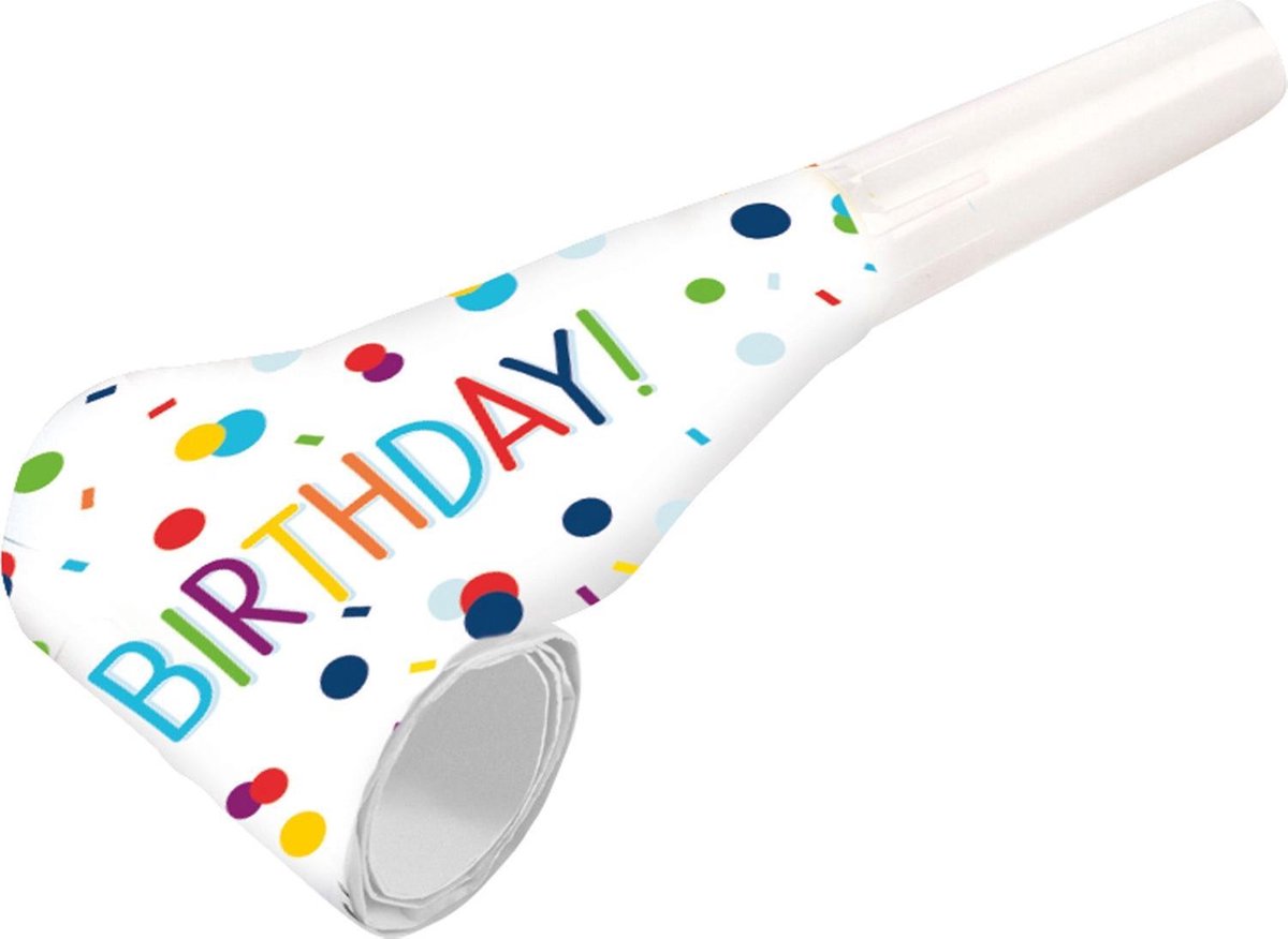 Amscan by Riethmuller - Riethmüller - Feestfluitjes Confetti Verjaardag (8 stuks)