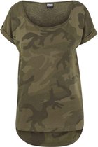 Urban Classics Dames Tshirt -5XL- Camo Back Shaped Bruin/Zwart