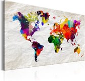 Schilderijen Op Canvas - Schilderij - World Map: Rainbow Madness 120x80 - Artgeist Schilderij