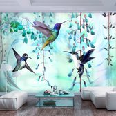 Fotobehang – Behangpapier - Fotobehang - Flying Hummingbirds (Green) 100x70 - Artgeist