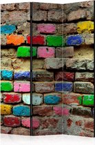 Kamerscherm - Scheidingswand - Vouwscherm - Colourful Bricks [Room Dividers] 135x172 - Artgeist Vouwscherm