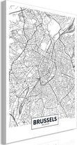 Schilderijen Op Canvas - Schilderij - Map of Brussels (1 Part) Vertical 40x60 - Artgeist Schilderij