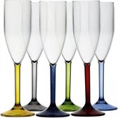 Luxe champagneglazen set 6 stuks meerkleurig