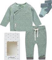 Noppies Unisex Cadeauset(4delig) Sokjes, Shirt en Broekje Mint Grijs - Maat 62