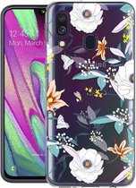 iMoshion Design voor de Samsung Galaxy A40 hoesje - Bloem - Wit