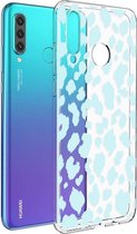 iMoshion Hoesje Geschikt voor Huawei P30 Lite Hoesje Siliconen - iMoshion Design hoesje - Blauw / Transparant / Design Leopard Blue