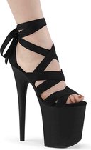 Pleaser Sandaal met enkelband, Paaldans schoenen -40 Shoes- FLAMINGO-876 Paaldans schoenen Zwart