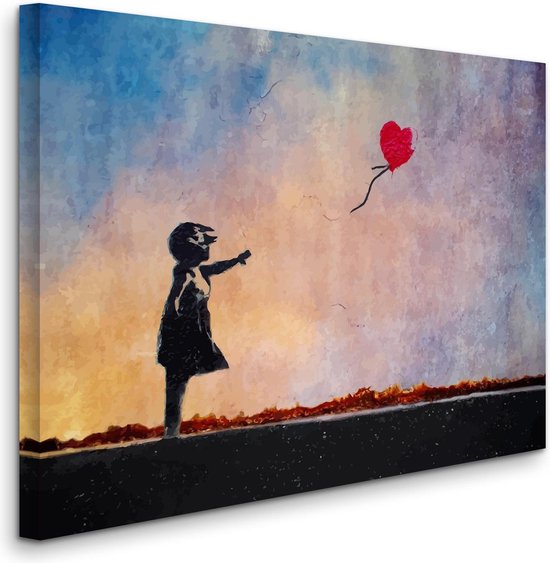 Affiche sur toile Banksy coucher de soleil ballon fille rue