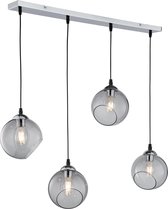 LED Hanglamp - Trion Klino - E27 Fitting - 4-lichts - Rond - Mat Chroom Rookkleur - Aluminium - BSE
