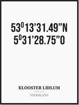 Poster/kaart KLOOSTER LIDLUM met coördinaten