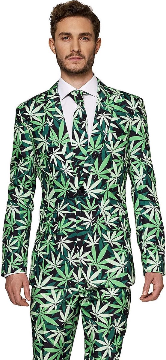 Suitmeister Cannabis - Mannen Kostuum - Carnaval - Wiet - Groen - Maat XXL  | bol.com