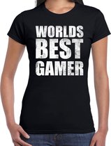 Worlds best gamer / werelds beste gamer cadeau t-shirt zwart dames M