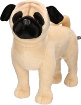 Grote pluche lichtbruine Mopshond hond knuffel 45 cm - Honden huisdieren knuffels - Speelgoed voor kinderen
