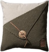 Knit Factory Barley Sierkussen - Groen - 50x50 cm - Inclusief kussenvulling