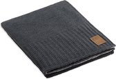 Knit Factory Lynn Gebreid Plaid - Wollen deken met teddy voering - Teddy deken - Woondeken - Kleed - plaid - Antraciet - 160x130 cm