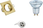 LED Spot Set - OSRAM Parathom PAR16 927 36D - GU10 Fitting - Dimbaar - Inbouw Vierkant - Mat Goud - 3.7W - Warm Wit 2700K - Kantelbaar 80mm - BSE