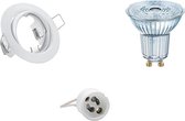 LED Spot Set - OSRAM Parathom PAR16 927 36D - GU10 Fitting - Dimbaar - Inbouw Rond - Mat Wit - 5.5W - Warm Wit 2700K - Kantelbaar Ø83mm - BSE