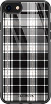 iPhone SE 2020 hoesje glass - Tartan zwart | Apple iPhone SE (2020) case | Hardcase backcover zwart