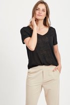 Object Objetessi Slub S/s V-neck Noos Tops & T-shirts Dames - Shirt - Zwart - Maat S