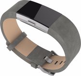 SmartphoneClip® Leather Grijs Bandje geschikt voor Fitbit Charge 2