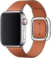 Wabando Kunstleren Bandje moderne gesp Avant-Garde Zadelbruin compatibel met Apple Watch 45/44/42 mm