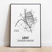 Lent city poster, A3 zonder lijst, plattegrond poster, woonplaatsposter, woonposter