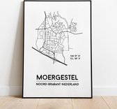 Moergestel city poster, A4 met lijst, plattegrond poster, woonplaatsposter, woonposter