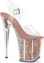 Pleaser Sandaal met enkelband, Paaldans schoenen -42 Shoes- FLAMINGO-808G Paaldans schoenen Roze/Transparant