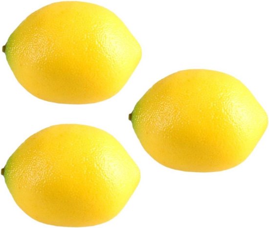 3x stuks kunst fruit citroenen van 7 cm - Namaak/nep fruit - Decoratie fruit